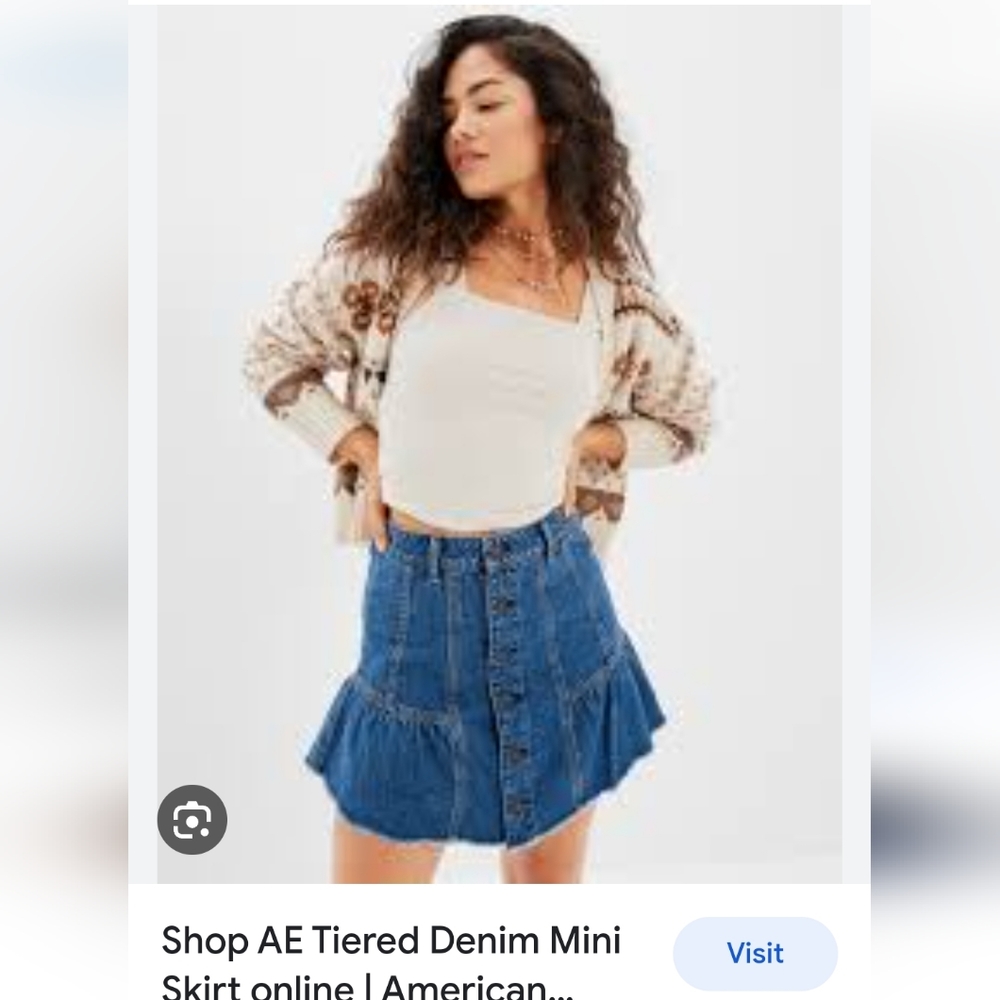 Frilled Denim Skirt AE
